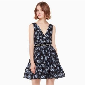Kate Spade Prairie Rose Jewel Black And Blue Cocktail Dress Size 10